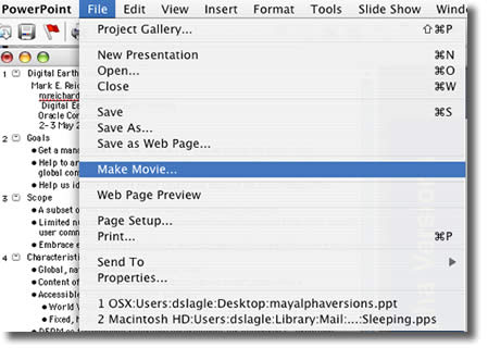 Export powerpoint movie