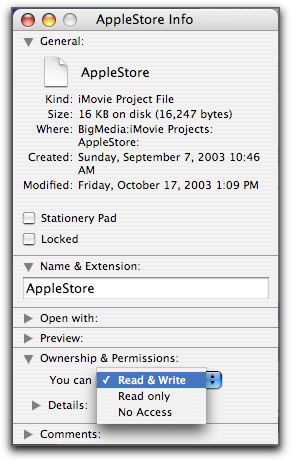 Finder - Project File Info